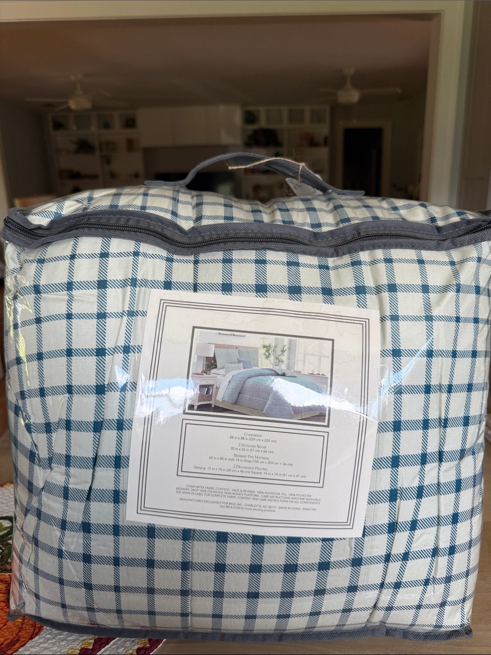 belk Blue and White Plaid Comforter Set